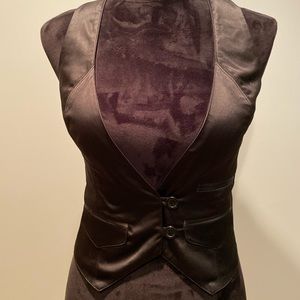 Feminine Black Satin Vest